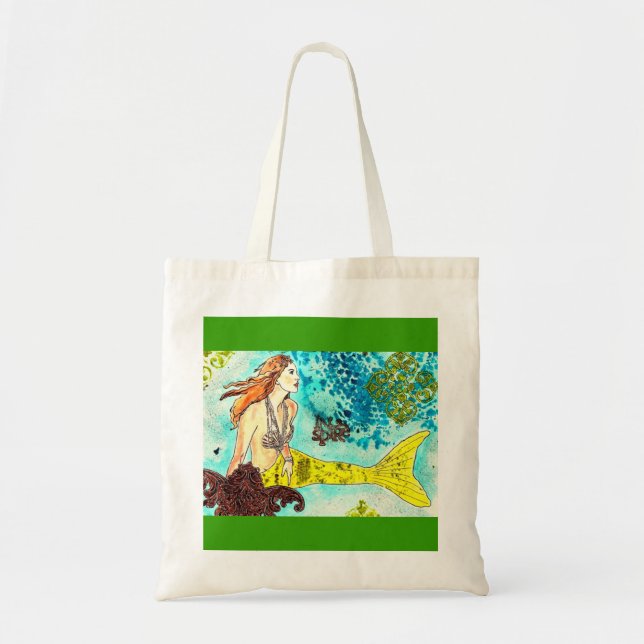 Bolso De Tela Tote tranquilo de la sirena de las aguas (Frente)