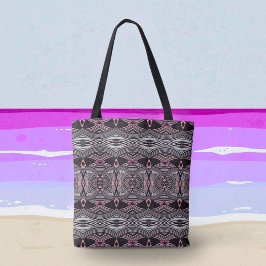 Bolso De Tela Tote Tribal Abstracto Mareas Rosadas
