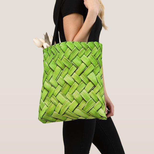 Bolso De Tela Tote Tropical de Diseño de Ondas Verdes (Detalle)