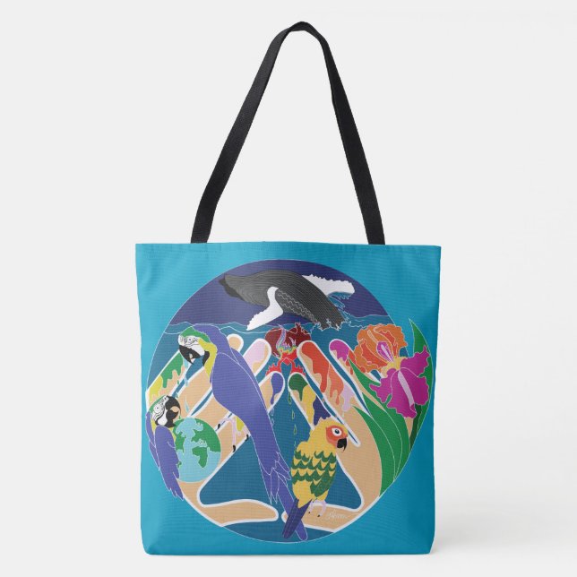 Bolso De Tela Tote tropical de la creación (Anverso)
