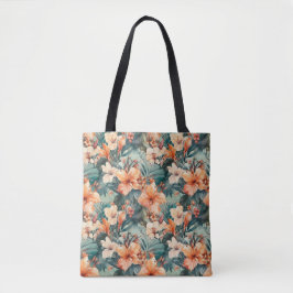Bolso De Tela Tote Tropical Hibiscus Grande