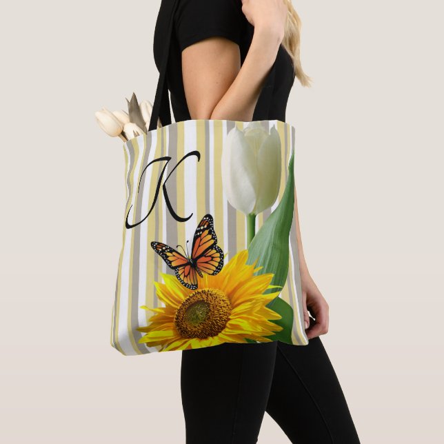 Bolso De Tela Tote Tulip de mariposa de girasol (Detalle)