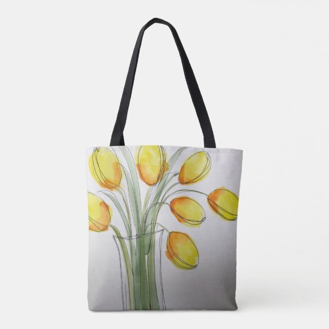 Bolso De Tela Tote tulipán amarillo (Reverso)