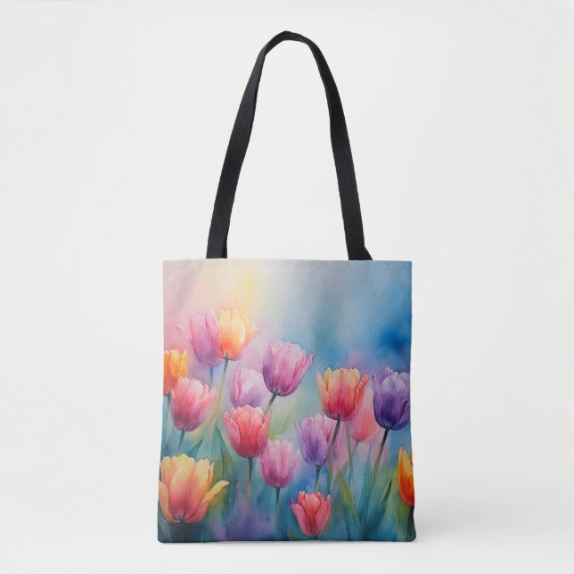 Bolso De Tela Tote Tulips de la flor brillante (Anverso)
