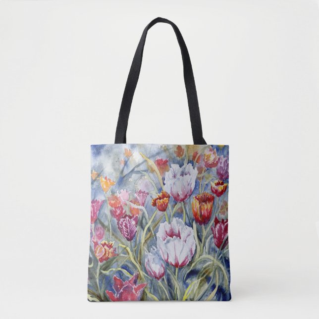 Bolso De Tela Tote Tulips Shoulder (Anverso)