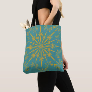 Bolso De Tela Tote Verde azulado Retro Mandala (2 tamaños)