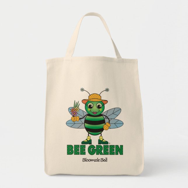 Bolso De Tela Tote verde de la ABEJA (Frente)