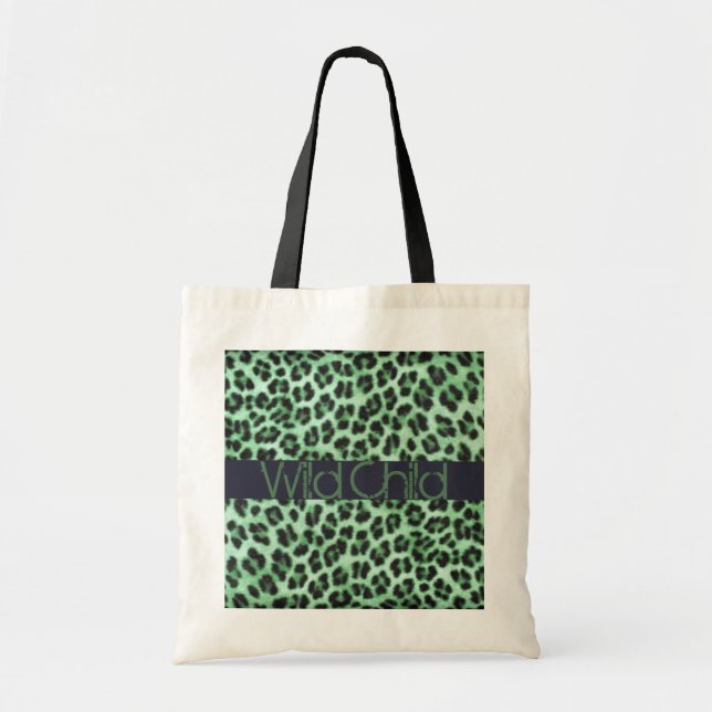 Bolso De Tela Tote verde personalizado de impresión de animales (Frente)