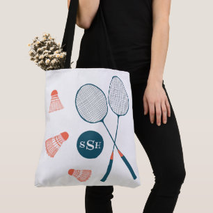 Bolso De Tela Tote vintage de ilustracion Badminton MONOGRAMMED