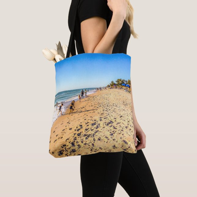 Bolso De Tela Tote Winter Beach Scene (Detalle)