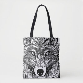 Bolso De Tela Tote Wolf Face