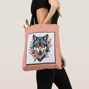 Bolso De Tela Tote Wolf Floral Shoulder