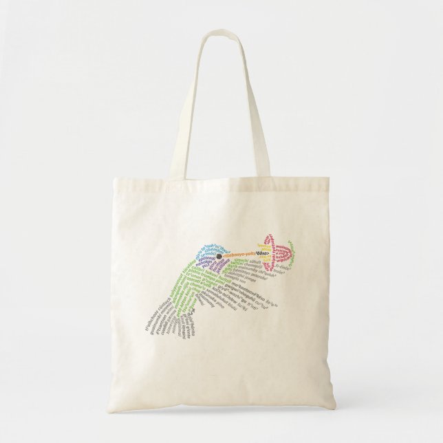 Bolso De Tela Tote World Word Hummingbird (Frente)