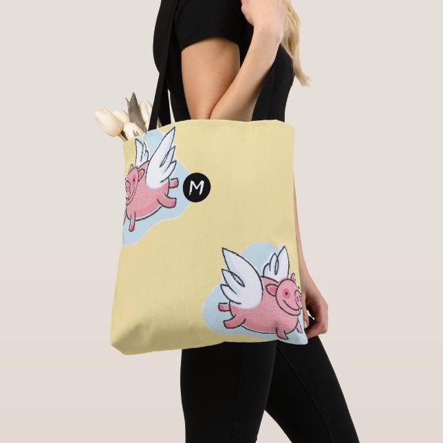 Bolso De Tela ToteB amarillo monograma del año chino del cerdo v (Detalle)