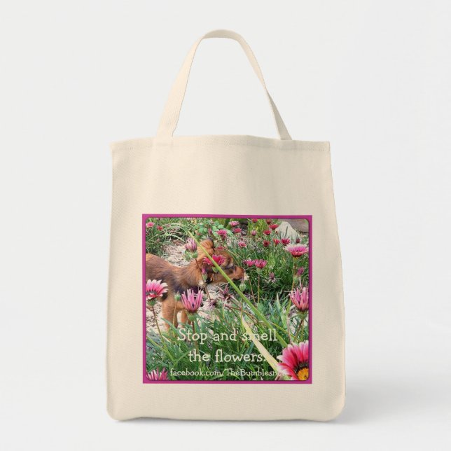 Bolso De Tela Totebag de Bumblesnot: El pequenito/flores (Frente)