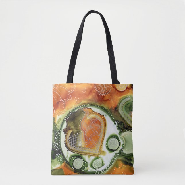 Bolso De Tela Totebag manchado anaranjado (Anverso)