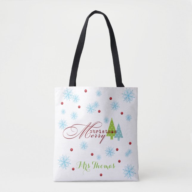 Bolso De Tela Totebag navideño personalizado (Anverso)