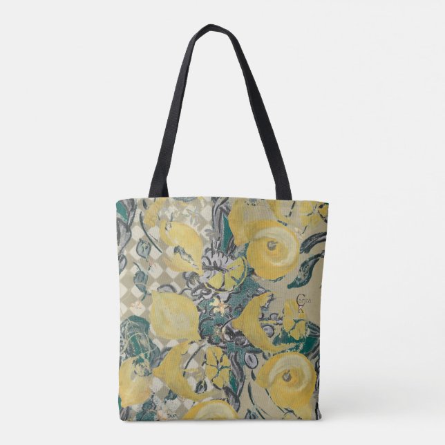 Bolso De Tela Totebag Shoppingväska Citron (Reverso)