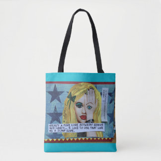 BOLSO DE TELA TOTEBAG-THERES UNA LÍNEA FINA ENTRE EL GENIO Y