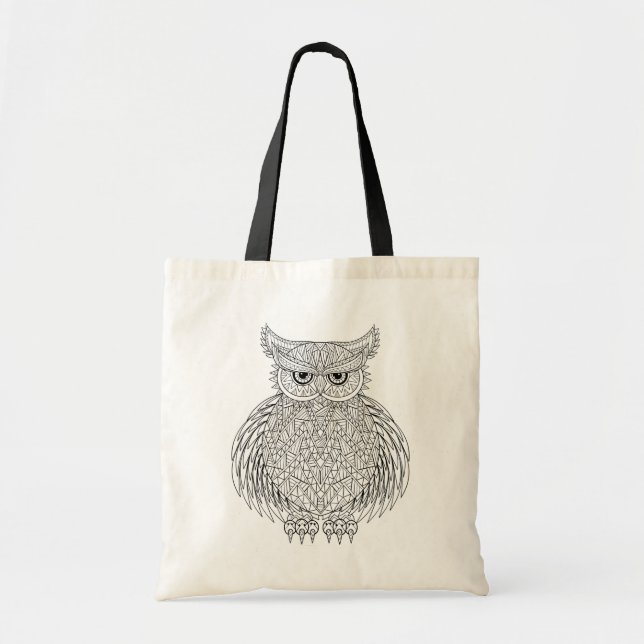 Bolso De Tela Tótem inspirado del pájaro del búho (Frente)