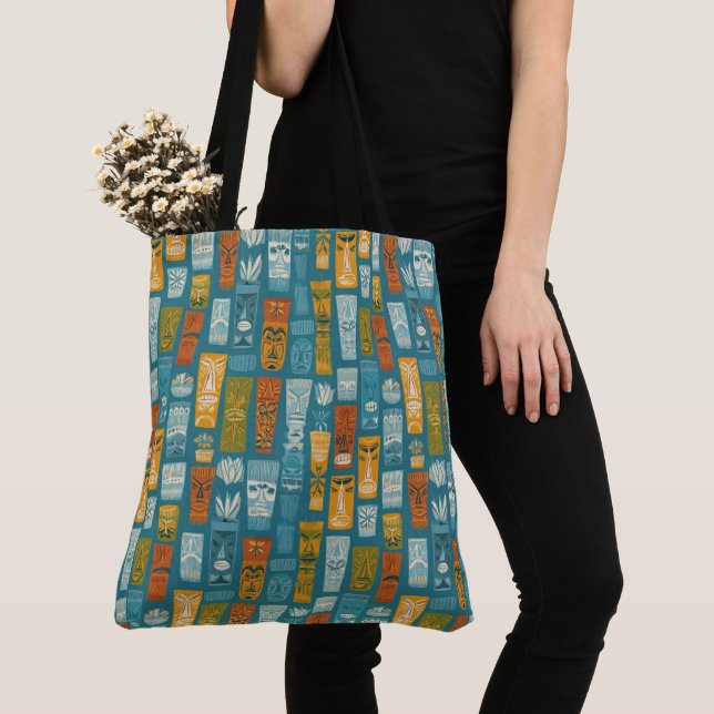 Bolso De Tela Tótems Tiki Retro (Detalle)