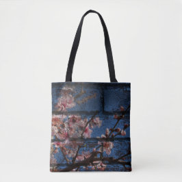 Bolso De Tela Totes de ladrillo azul y flores