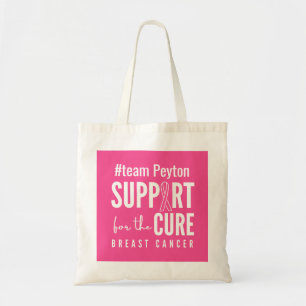 Bolso De Tela totes de nombre personalizado para cáncer de mama