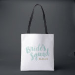 Bolso De Tela Totes del escuadrón de novias personalizadas de la<br><div class="desc">Personalizado de la fiesta de novias con el gráfico "Bride's Squad" en un guión elegante. Personalízalo con tu fecha de boda,  etiqueta boda,  nombres u otro texto personalizado. Huella de puntos de polka en reverso. ¡Un regalo perfecto para las novias,  las damas de honor y la fiesta de bodas!</div>