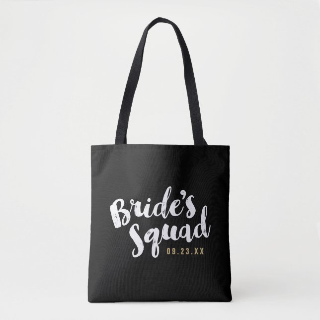 Bolso De Tela Totes del partido de novias personalizado del escu (Anverso)