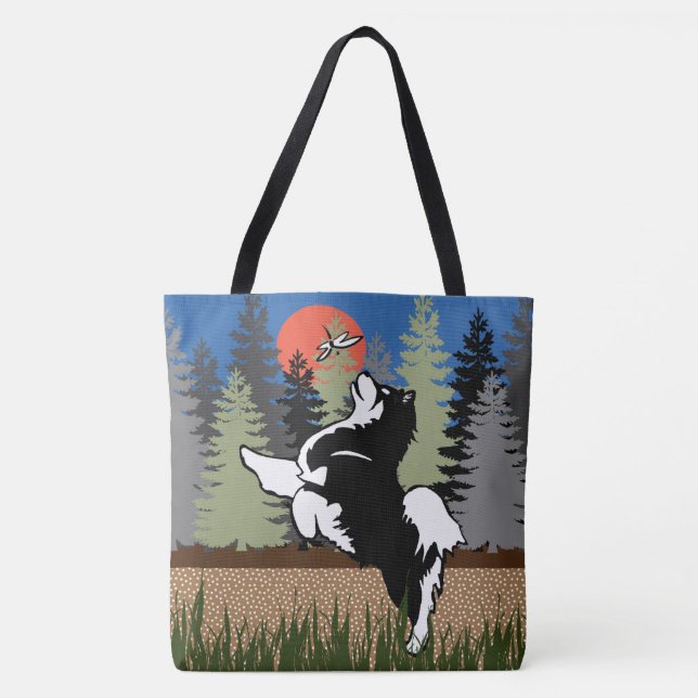 Bolso De Tela TOTES LAPPY finlandeses Lapphund y cuerpo cruzado (Anverso)