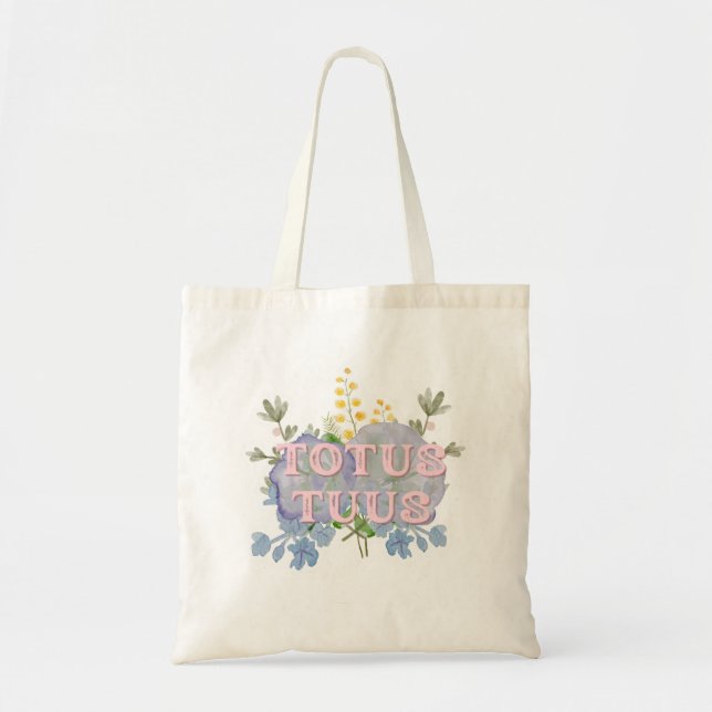 Bolso De Tela Totus Tuus Catholic Marian Floral Tote Bag (Frente)