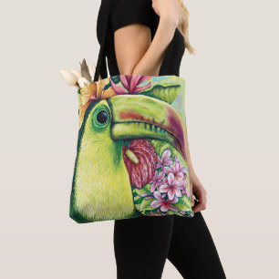 Bolso De Tela Toucan Funny Tropical Floral Green Art Tote Bag