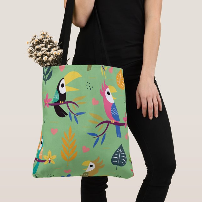 Bolso De Tela Toucans & Parrots (Detalle)