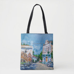 Bolso De Tela Townscape Europeo Impresionista Estampado Total