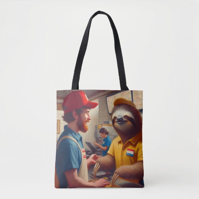 Bolso De Tela Trabajador de Sloth Fast Food (Anverso)