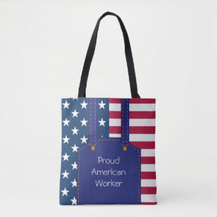 Bolso De Tela Trabajador patriótico Personalizable de bandera es