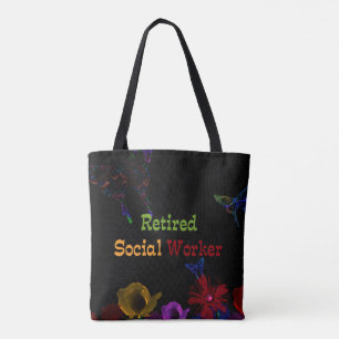 Bolso De Tela Trabajador social jubilado, diseño floral abstract
