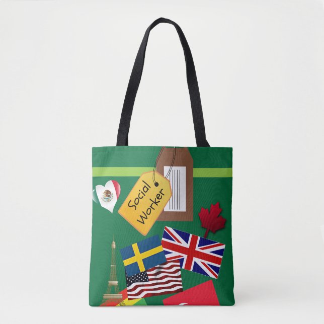 Bolso De Tela Trabajador social, viajero mundial (Anverso)