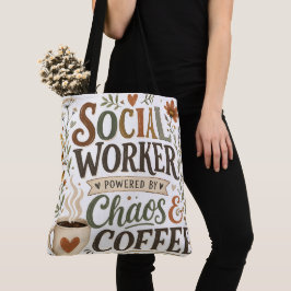 Bolso De Tela Trabajadora social impulsada por el caos y el café