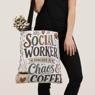 Bolso De Tela Trabajadora social impulsada por el caos y el café