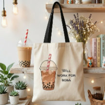 Trabajaré por Boba Amante Divertido del Té de Boba