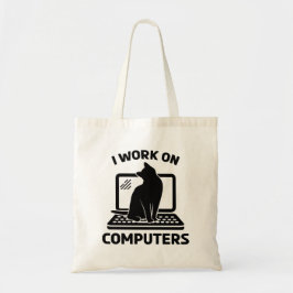 Bolso De Tela Trabajo En Computadoras Amante De Gatos Divertidos