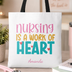 Bolso De Tela Trabajo Personalizado de Enfermera del Corazón