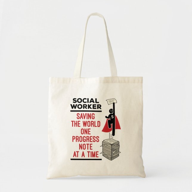 Bolso De Tela Trabajo social Gracioso Progreso Nota Trabajo soci (Frente)