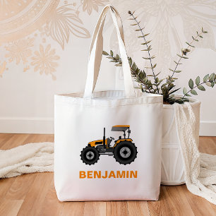 Bolso De Tela Tractor Agrícola Amarillo para Niños