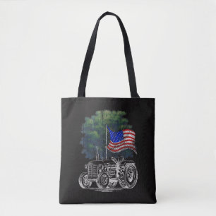 Bolso De Tela Tractor agrícola vintage bandera americana patriót
