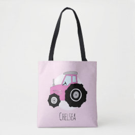 Bolso De Tela Tractor de Chica pequeño con nombre