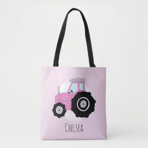 Bolso De Tela Tractor de Chica pequeño con nombre