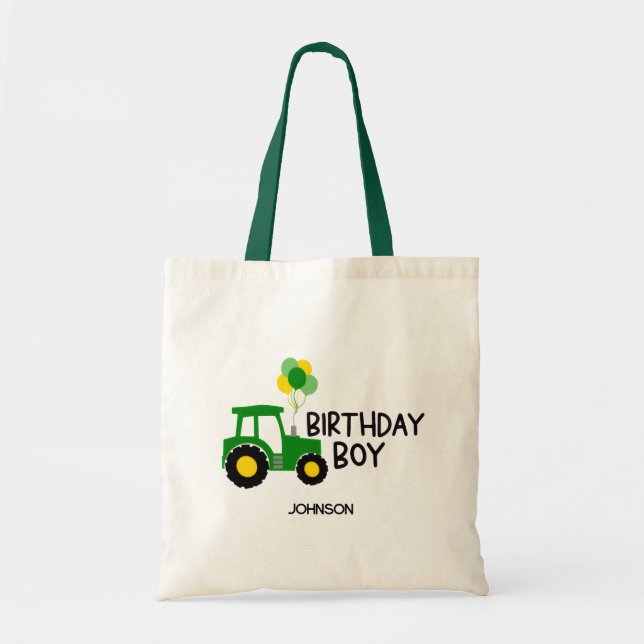 Bolso De Tela tractor de niño de cumpleaños (Frente)
