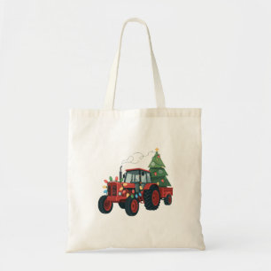 Bolso De Tela Tractor Granjero Luces de Navidad Tractor Navidad